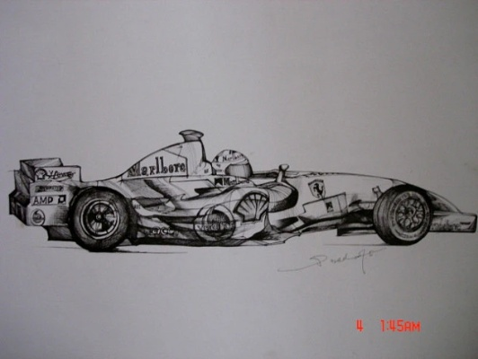 f1赛车素描方法分享